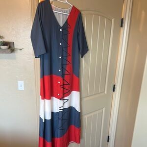 Bold‎ Red and Blue Maxi Dress